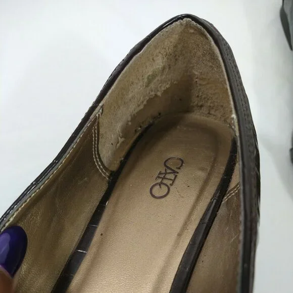 Cato Slip-on Flats Loafers Women Size 9 M Brown Embossed Croc Print - Picture 6 of 7